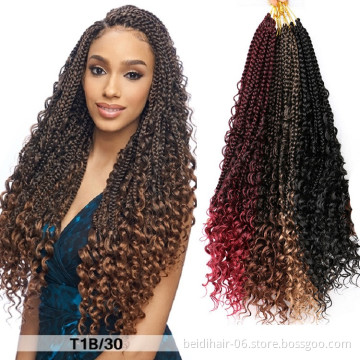 Curly Box Braids River Locs Crochet Faux Goddess Braided Hair with Curl Ends 3S Synthetic Braiding Hair with Mermaid Waves